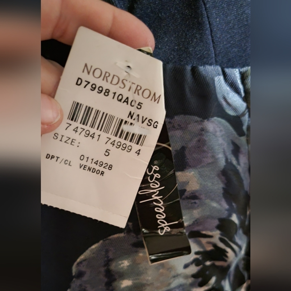 Floral Blue and Black Women's Dress - Picture 2 of 6